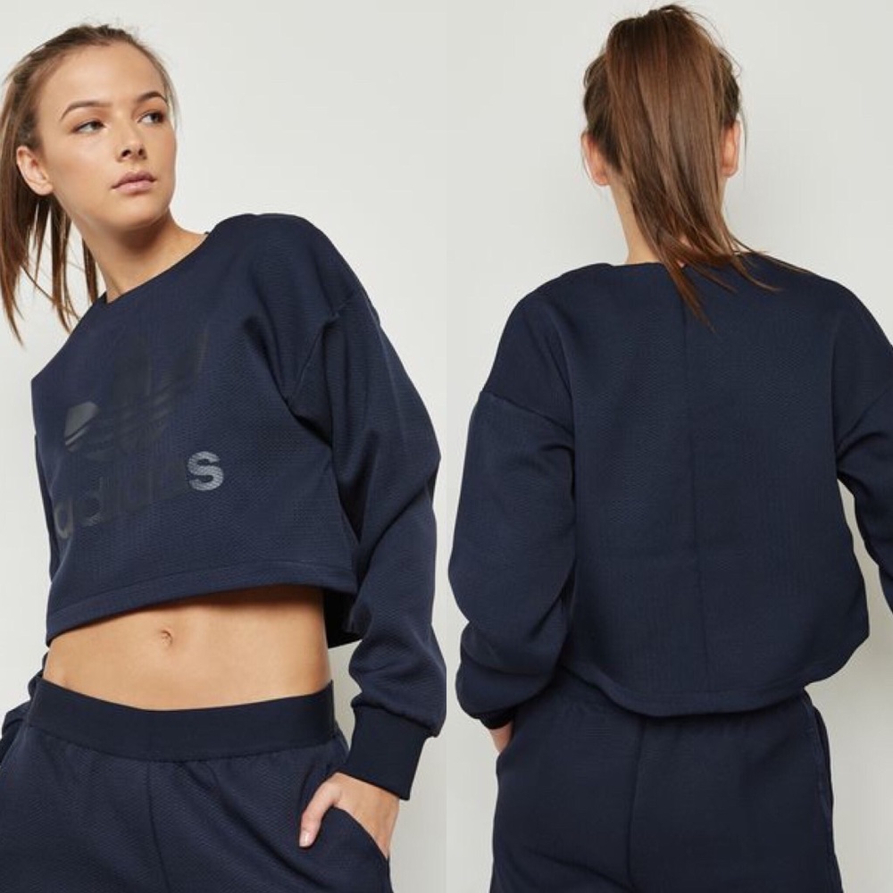 Adidas Original Cropped Trefoil Sweatshirt Sz XL